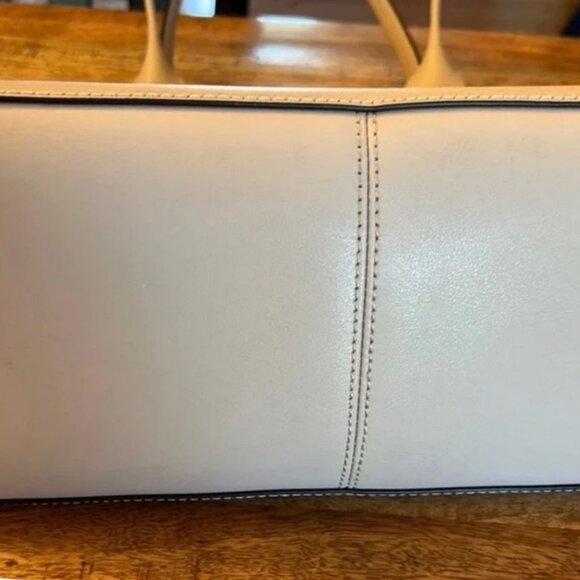 Banana Republic Leather Large East-West Tote Taupe With Lime Interior L/N - Picture 7 of 12